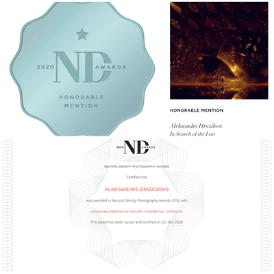 ND Awards 2020 Certifies That Aleksandrs Drozdovs Was Awarded With Honourable Mention  In Fine Art 